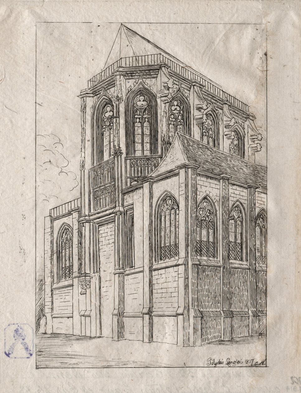 Apsyda kościoła St. Martin-sur-Renelle, 1860. autorstwa Charles Meryon