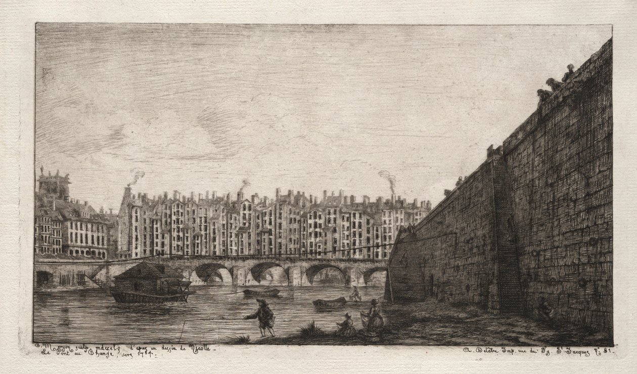 Most Wymiany, Paryż, ok. 1784, 1855. autorstwa Charles Meryon