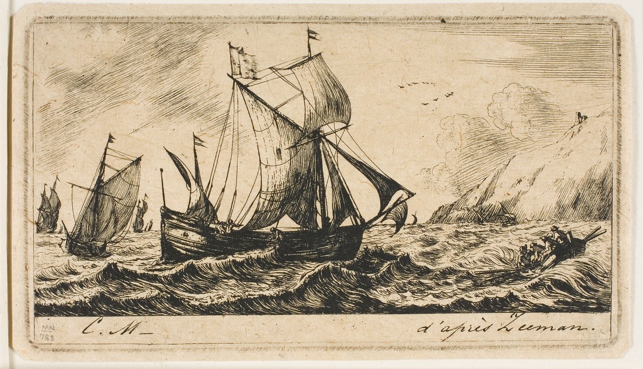 Galiota Jeana de Vyl z Rotterdamu autorstwa Charles Meryon
