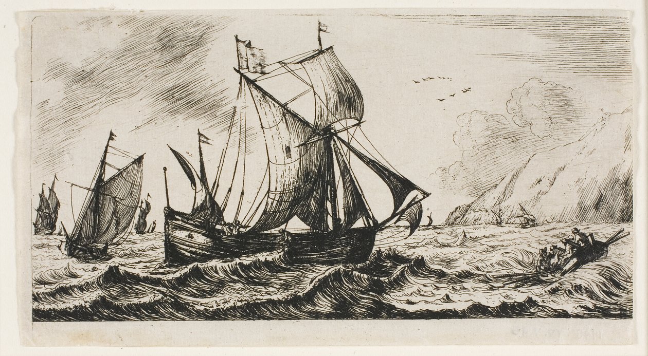 Galiota Jeana de Vyl z Rotterdamu autorstwa Charles Meryon