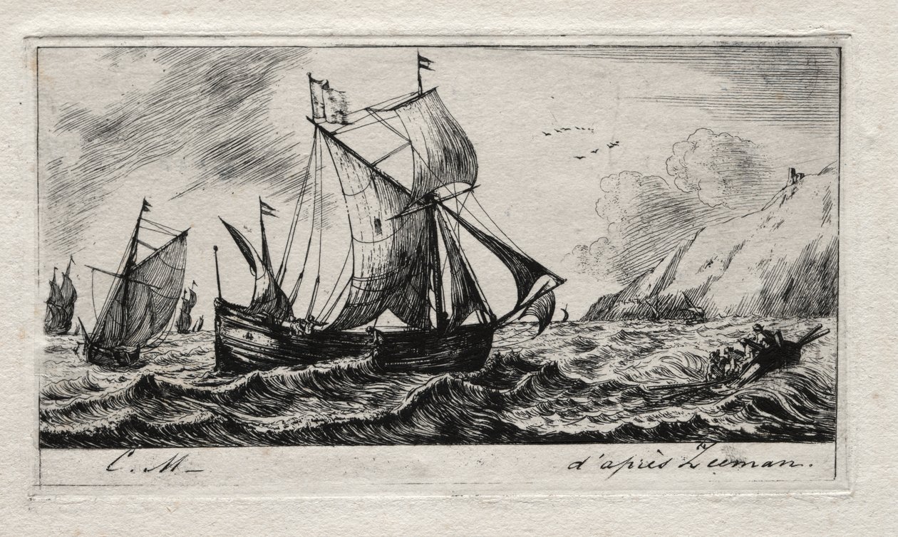 Galiota Jeana de Vyl z Rotterdamu autorstwa Charles Meryon