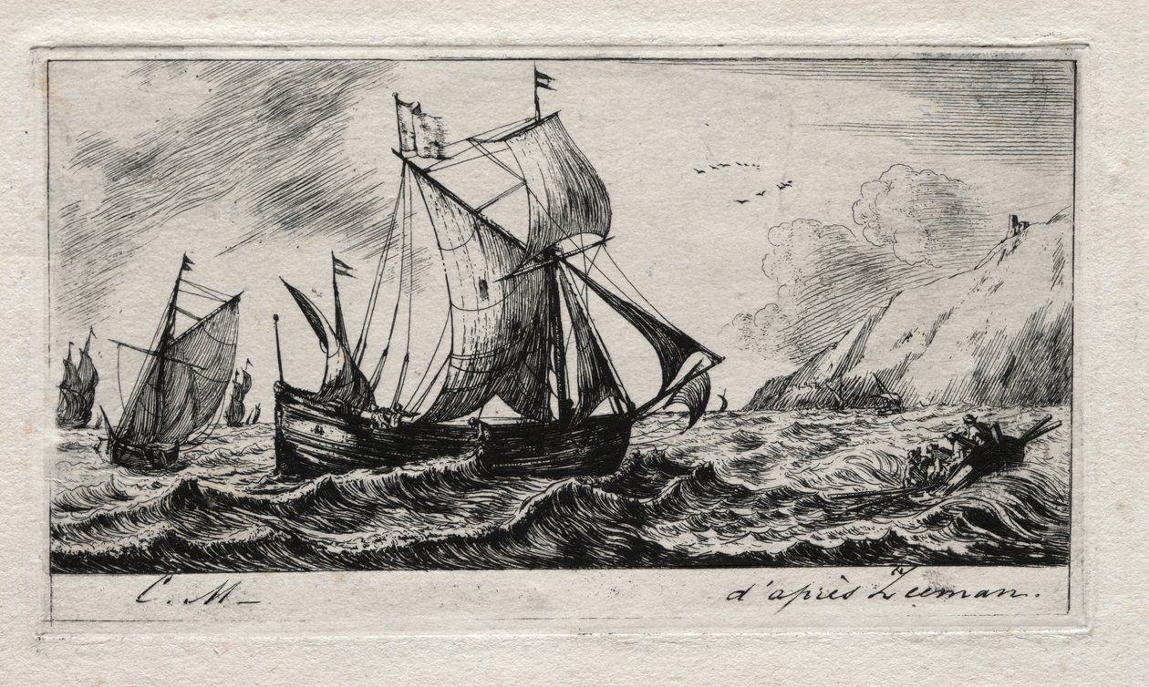 Galliot Jeana de Vyl z Rotterdamu, 1850. autorstwa Charles Meryon