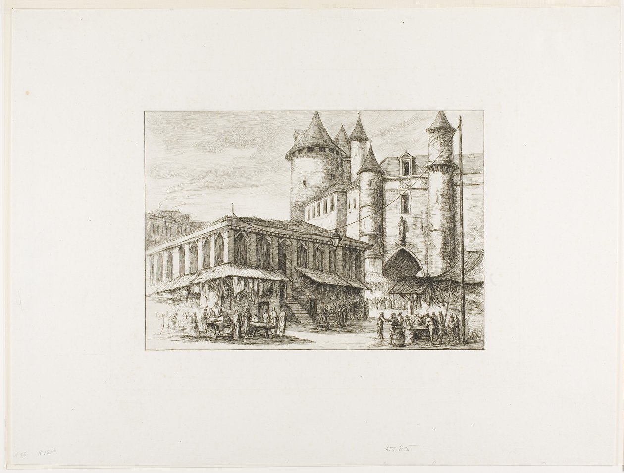 Wielki Châtelet, Paryż, ok. 1930 r. 1780, po wcześniejszym rysunku autorstwa Charles Meryon