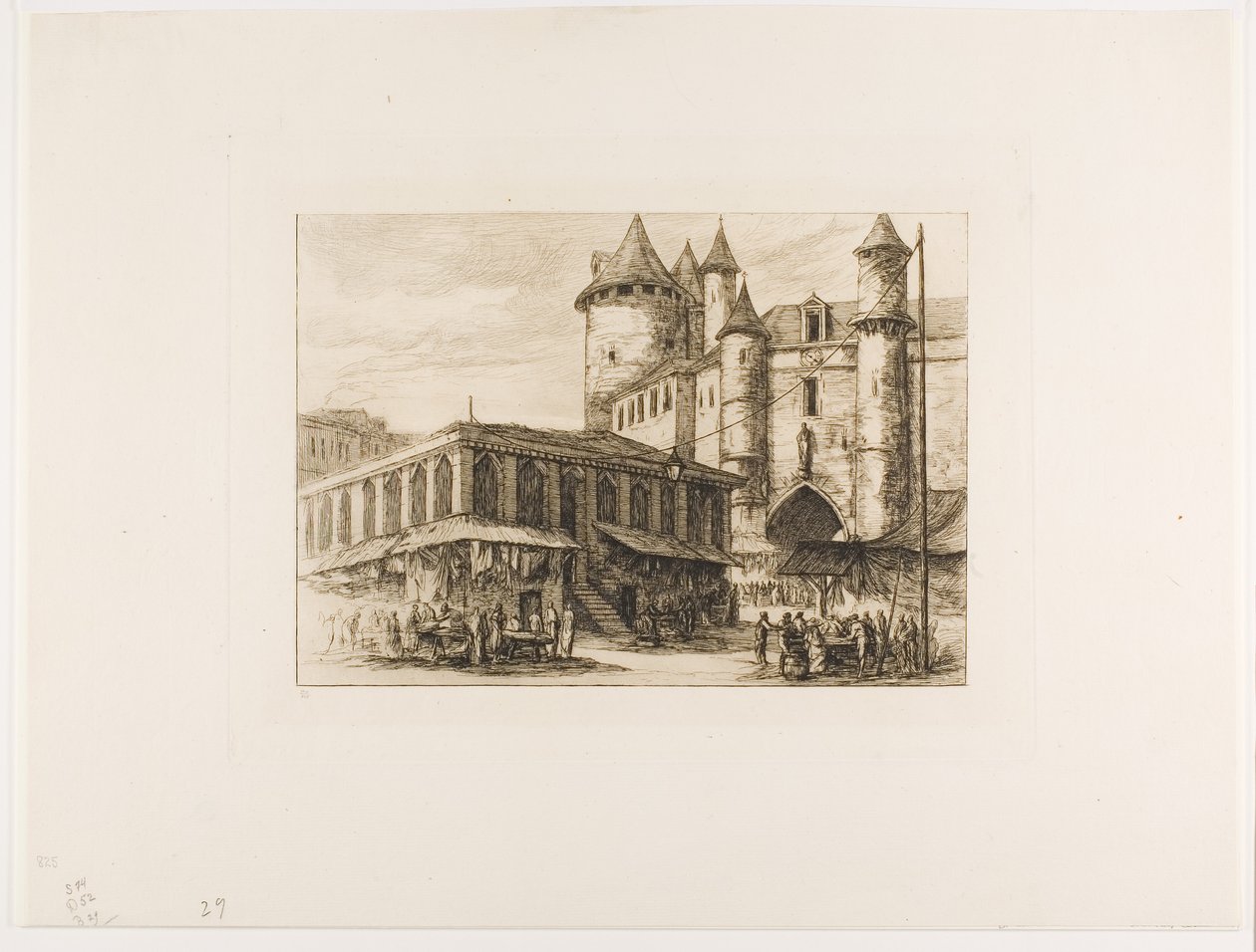 Wielki Châtelet, Paryż, ok. 1930 r. 1780, po wcześniejszym rysunku autorstwa Charles Meryon
