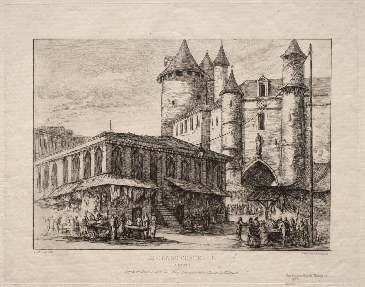 Grand Châtelet, Paryż, ok. 1780 autorstwa Charles Meryon
