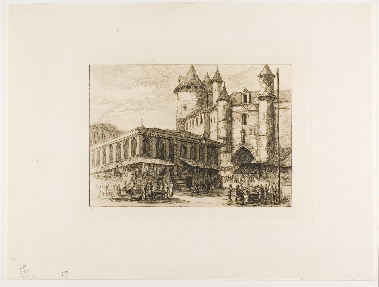 Wielki Châtelet, Paryż, ok. 1930 r. 1780, po wcześniejszym rysunku autorstwa Charles Meryon