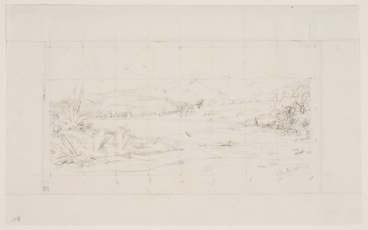 Mała francuska kolonia w Akaroa, 1845 r. autorstwa Charles Meryon