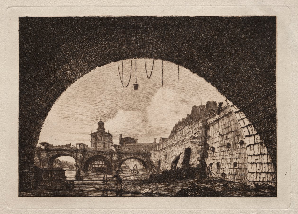 Nowy Most i Samarytanin widziane spod Pierwszego Łuku..., 1855. autorstwa Charles Meryon
