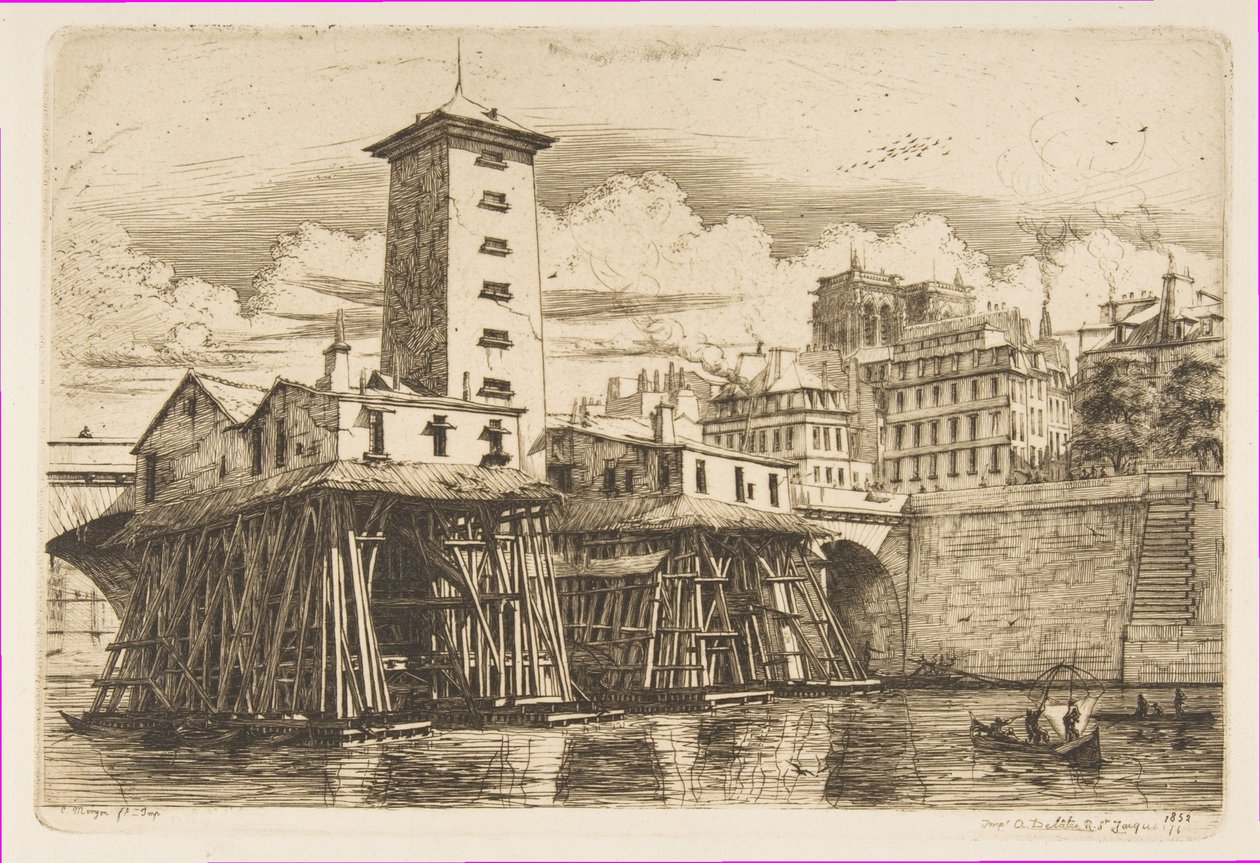 Pompa Notre-Dame, Paryż autorstwa Charles Meryon