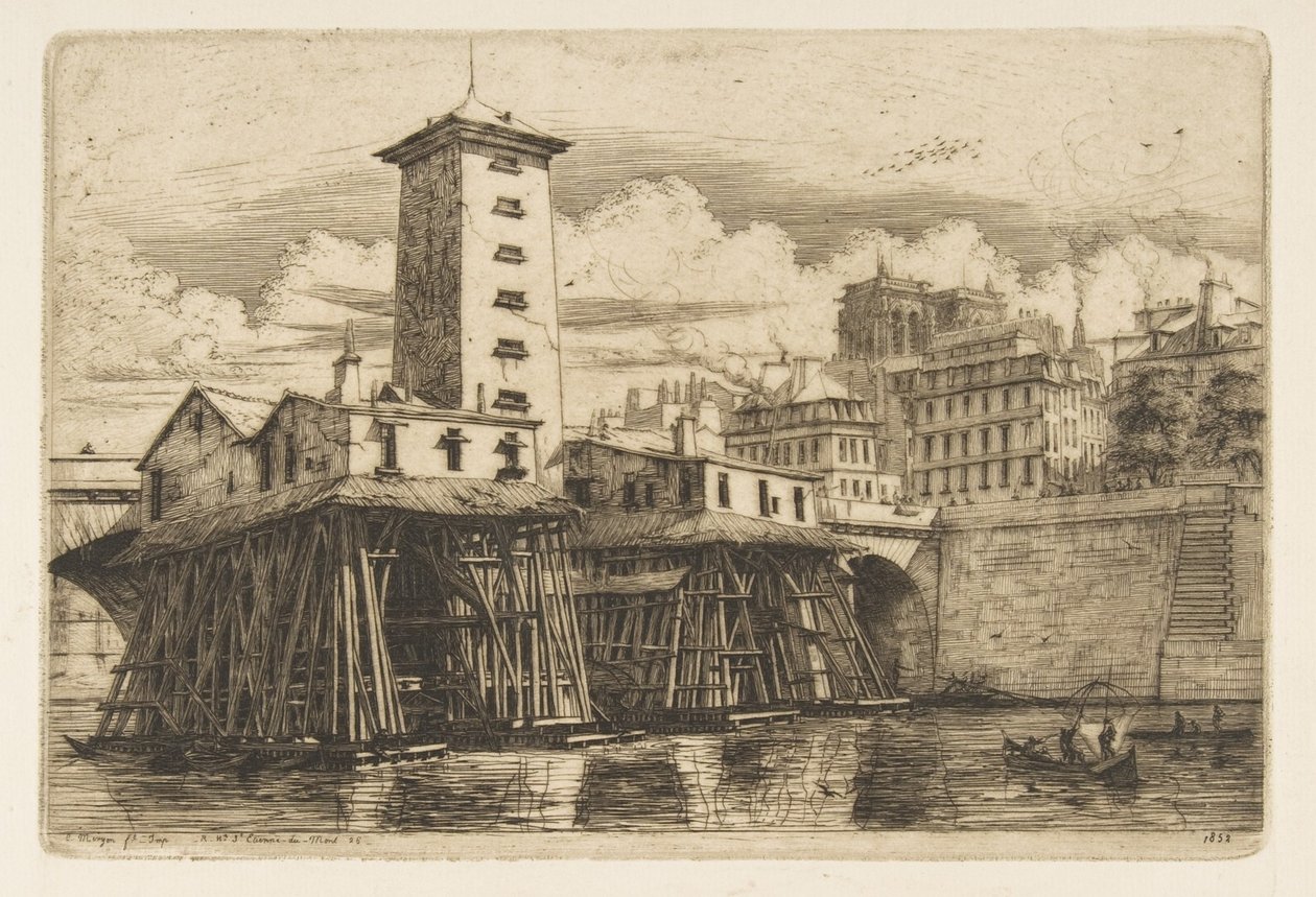 Pompa Notre-Dame, Paryż autorstwa Charles Meryon