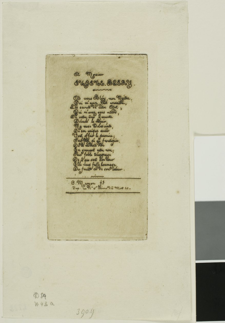 Wiersze poświęcone Eugène’owi Bléry’emu, nr 2 autorstwa Charles Meryon