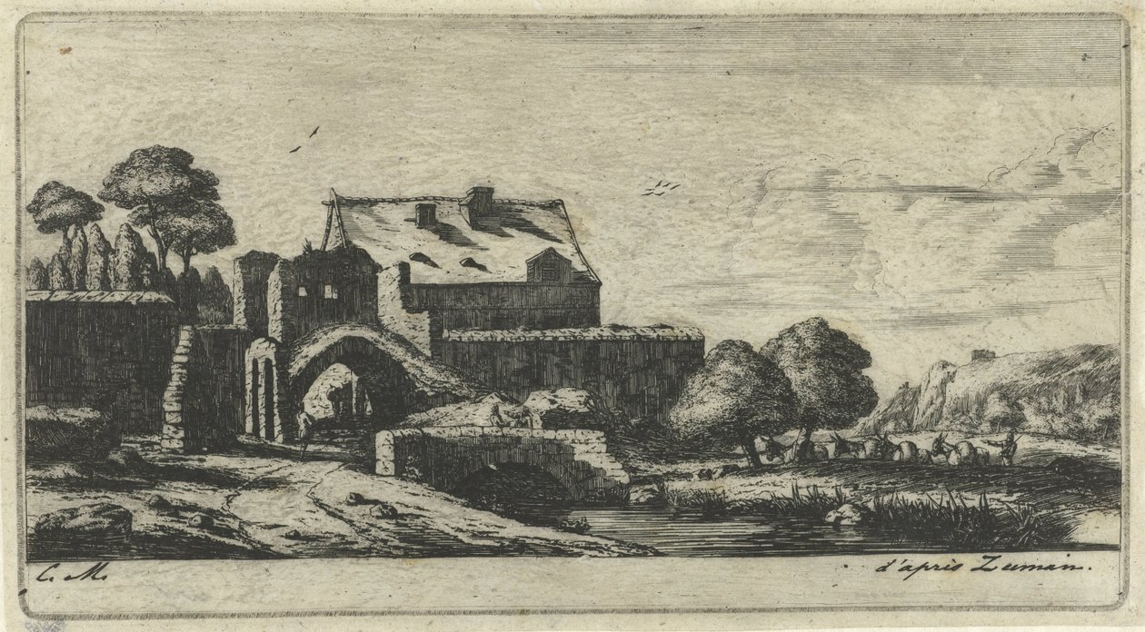 Młyn wodny na rzece w pobliżu Saint-Denis Moulin à eau près de Saint-Denis autorstwa Charles Meryon