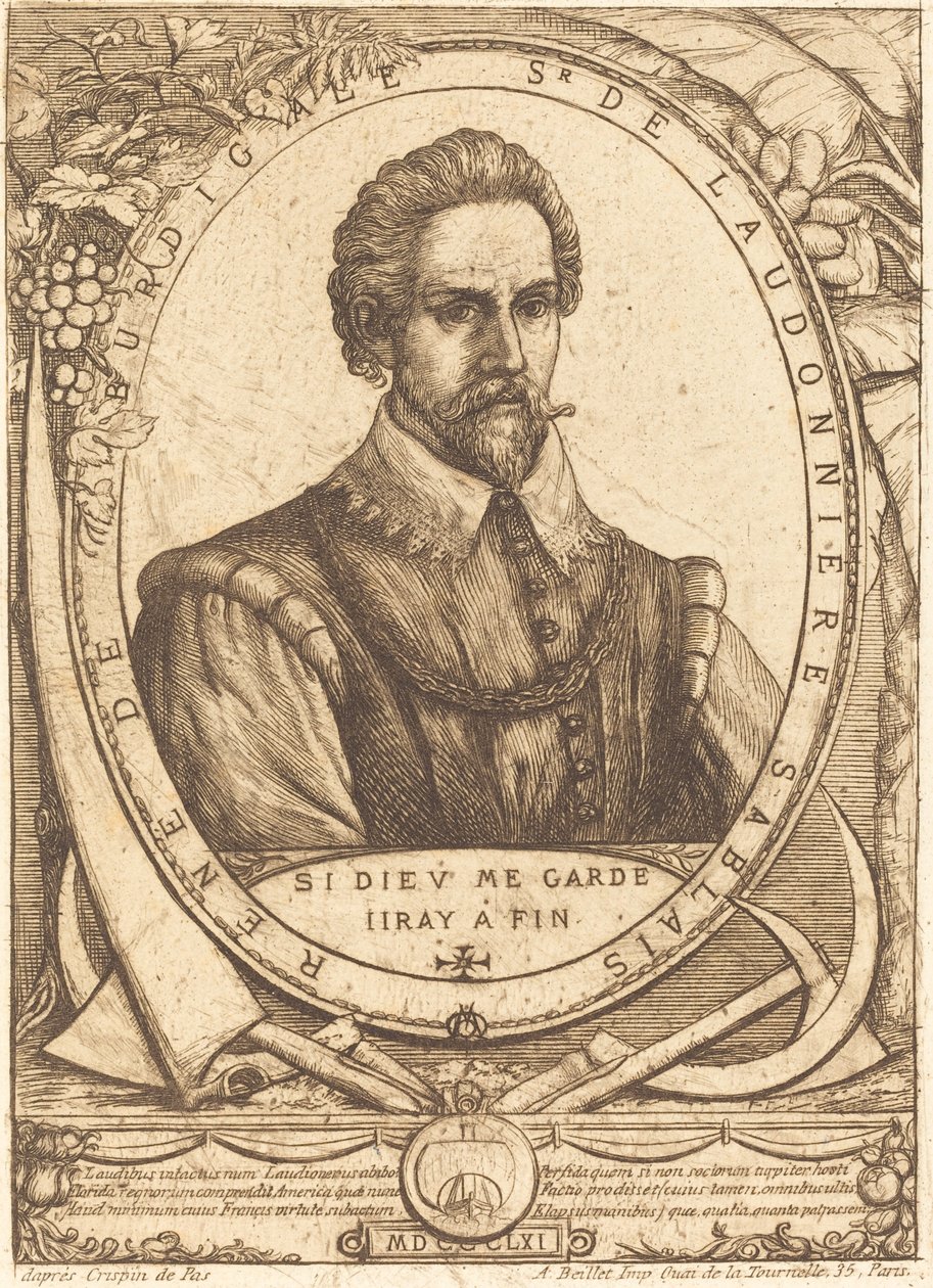 René Laudonniere Sablais (De Burdigale) autorstwa Charles Meryon after Crispijn de Passe I