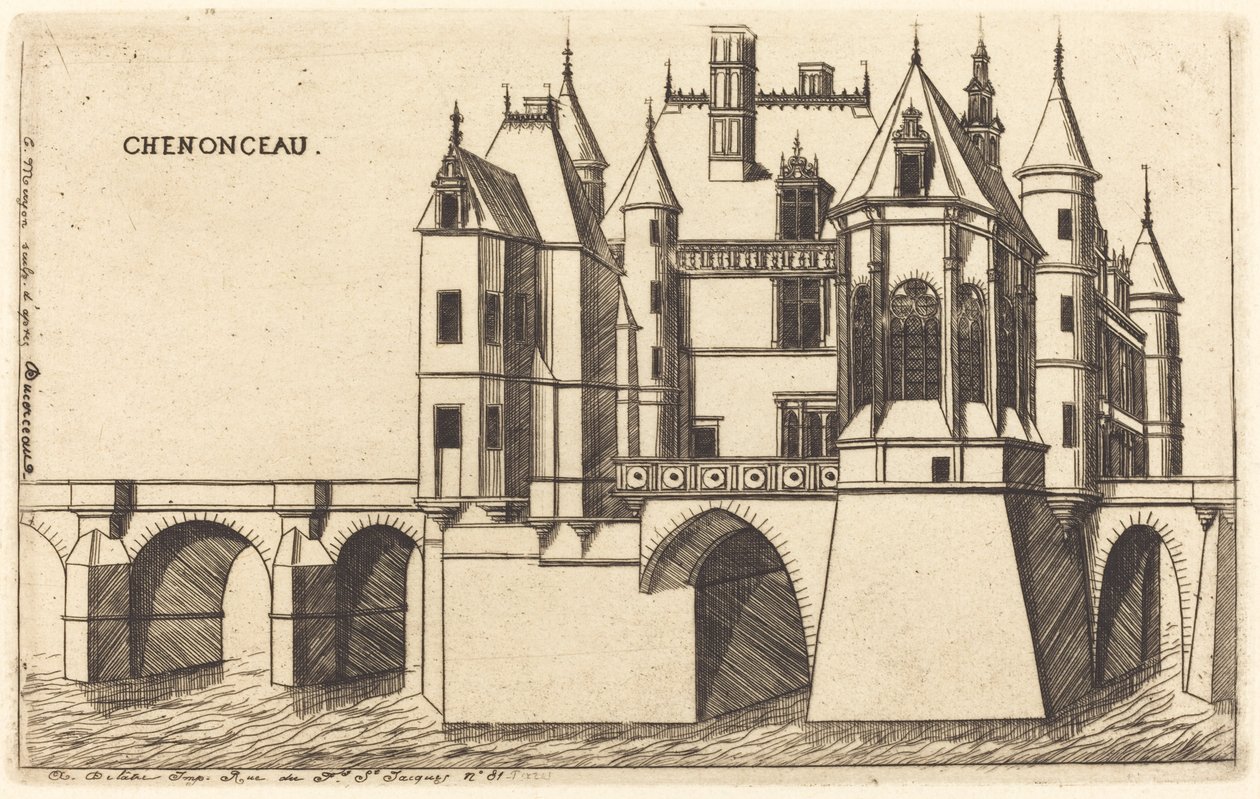 Zamek Chenonceau, 2. płyta (Zamek Chenonceau, 2. płyta) autorstwa Charles Meryon after Jacques Androuet Ducerceau I