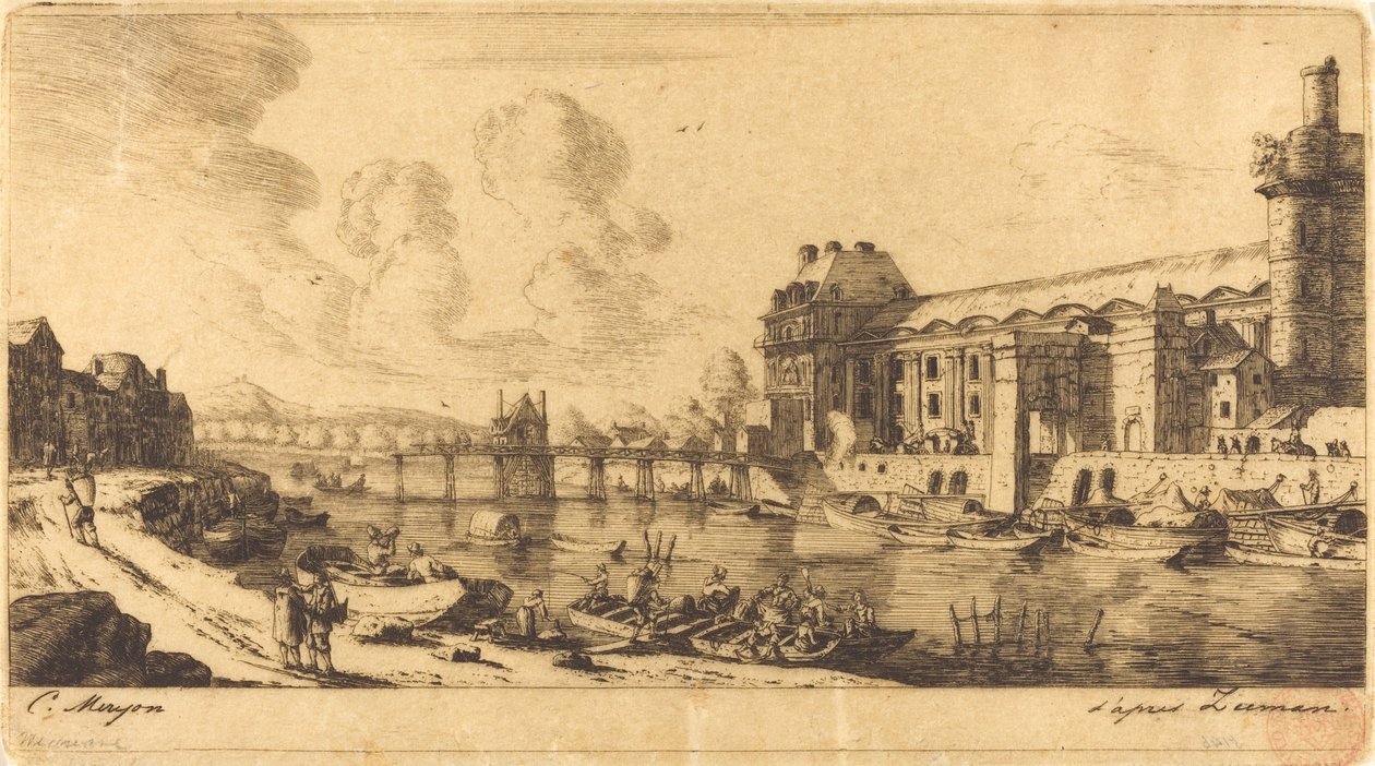 Pawilon Tysiąca. i część Luwru autorstwa Charles Meryon after Reinier Nooms, called Zeeman