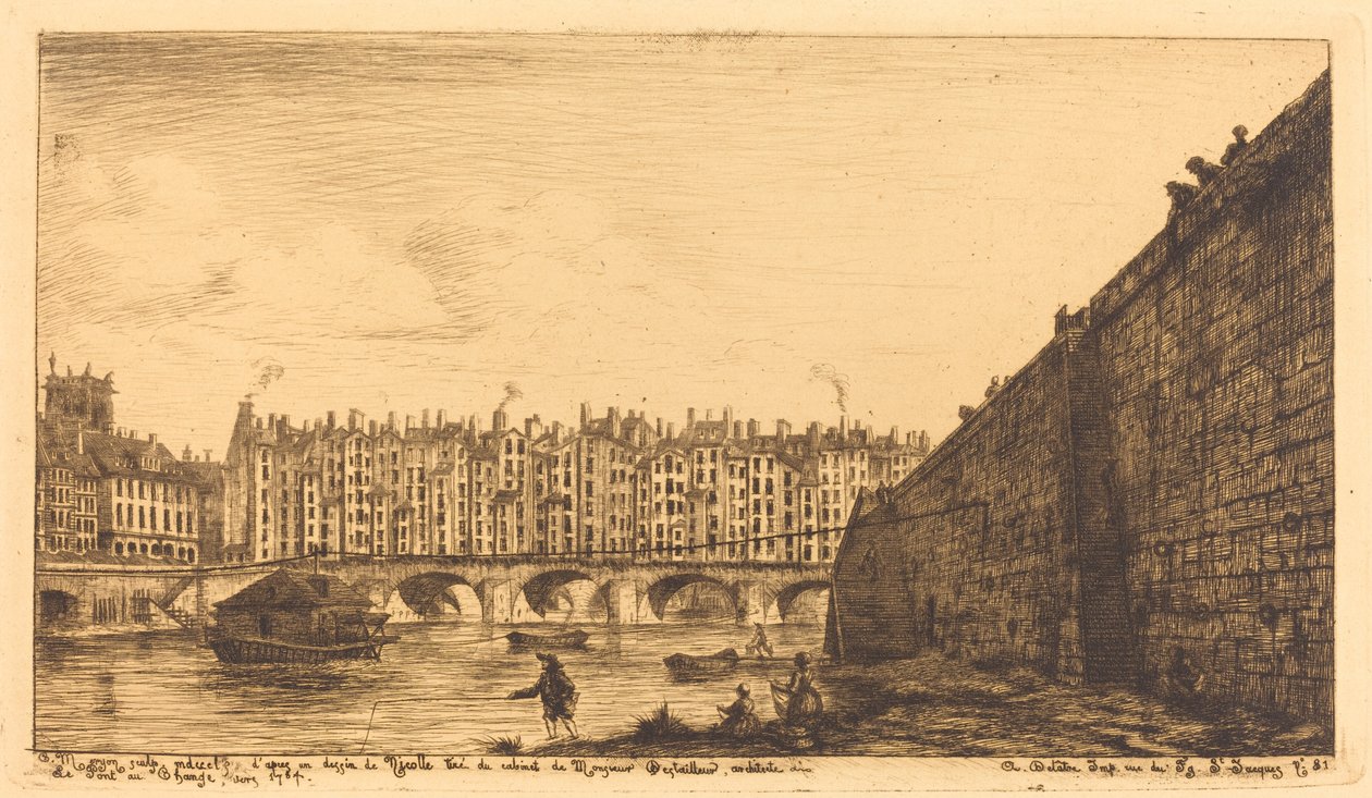 Pont-au-Change, Paryż, ok. 1784 r. autorstwa Charles Meryon after Victor Jean Nicolle