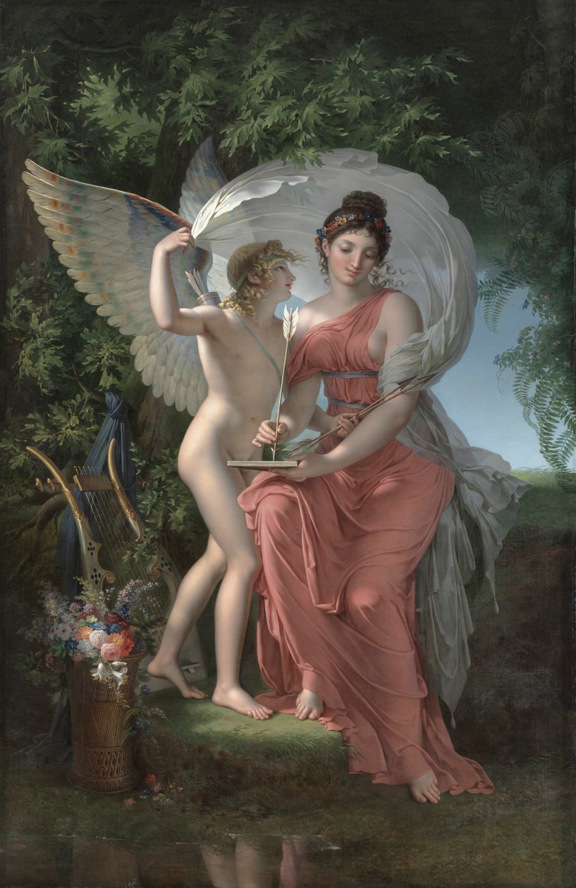 Erato, muza poezji lirycznej, 1800. autorstwa Charles Meynier