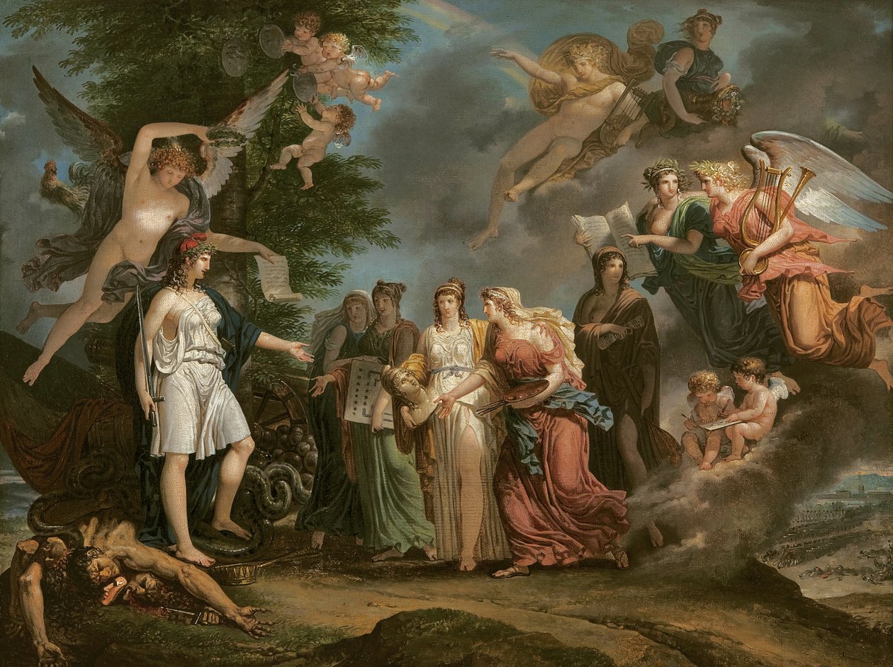Francja triumfująca, zachęcająca do nauki i sztuki podczas wojny, 1794 autorstwa Charles Meynier