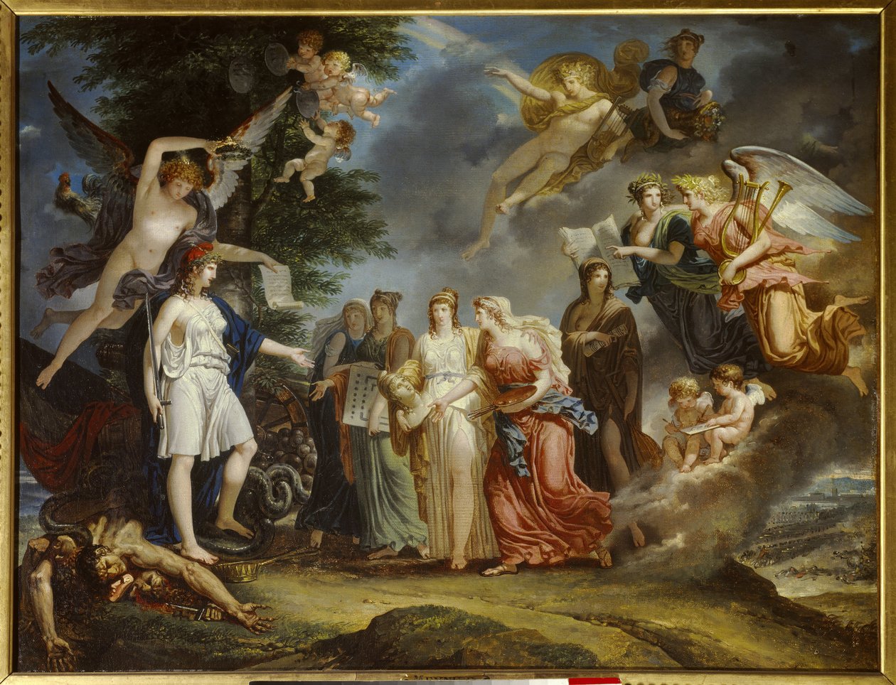 Age of Enlightenment: „”Triumfalna Francja zachęca do nauki i sztuki w środku wojny”” Obraz Charlesa Meyniera (1768-1832) 1795 Paryż, Musee Marmottan autorstwa Charles Meynier