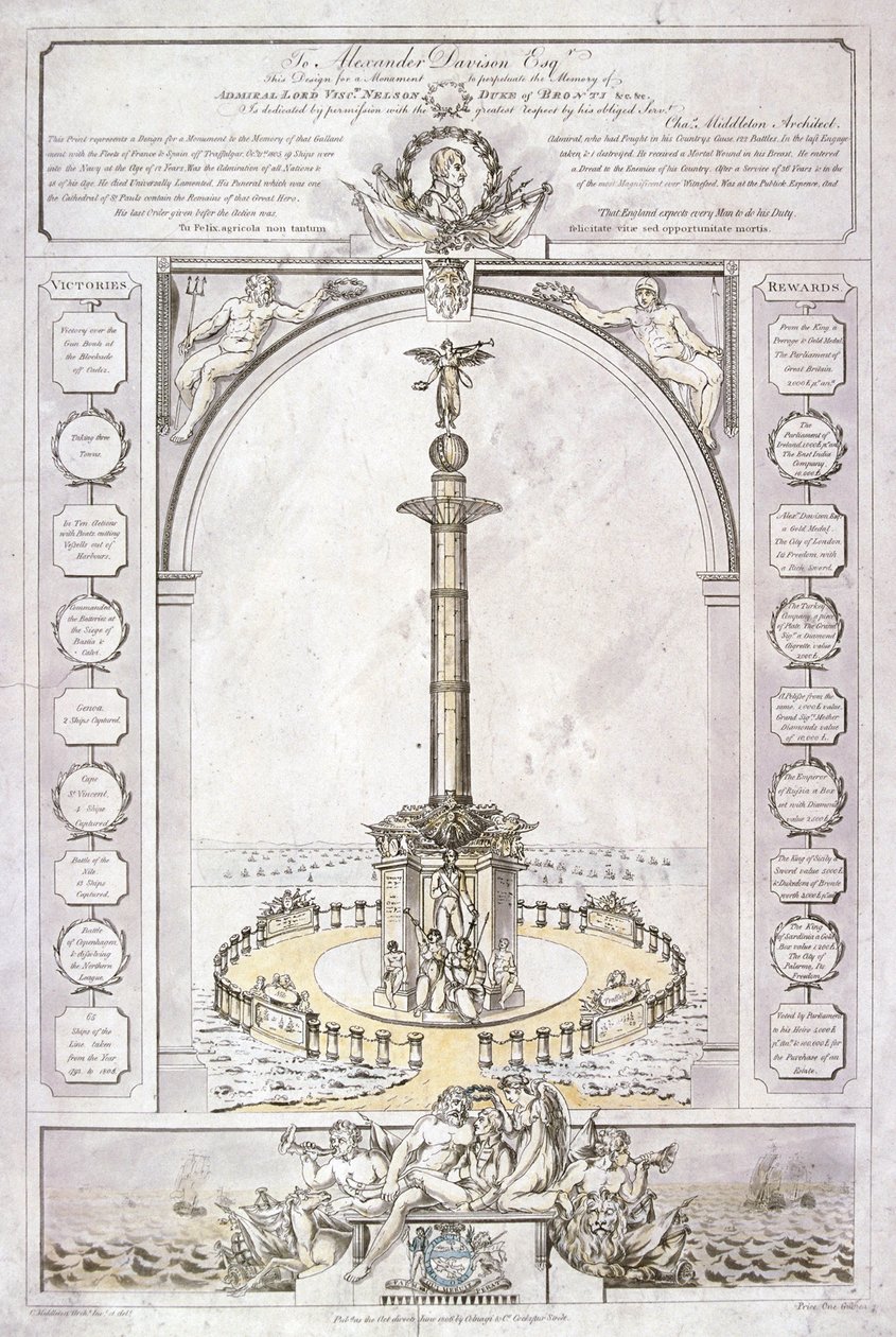 Projekt pomnika admirała Lorda Nelsona w formie kolumny, 1806 autorstwa Charles Middleton