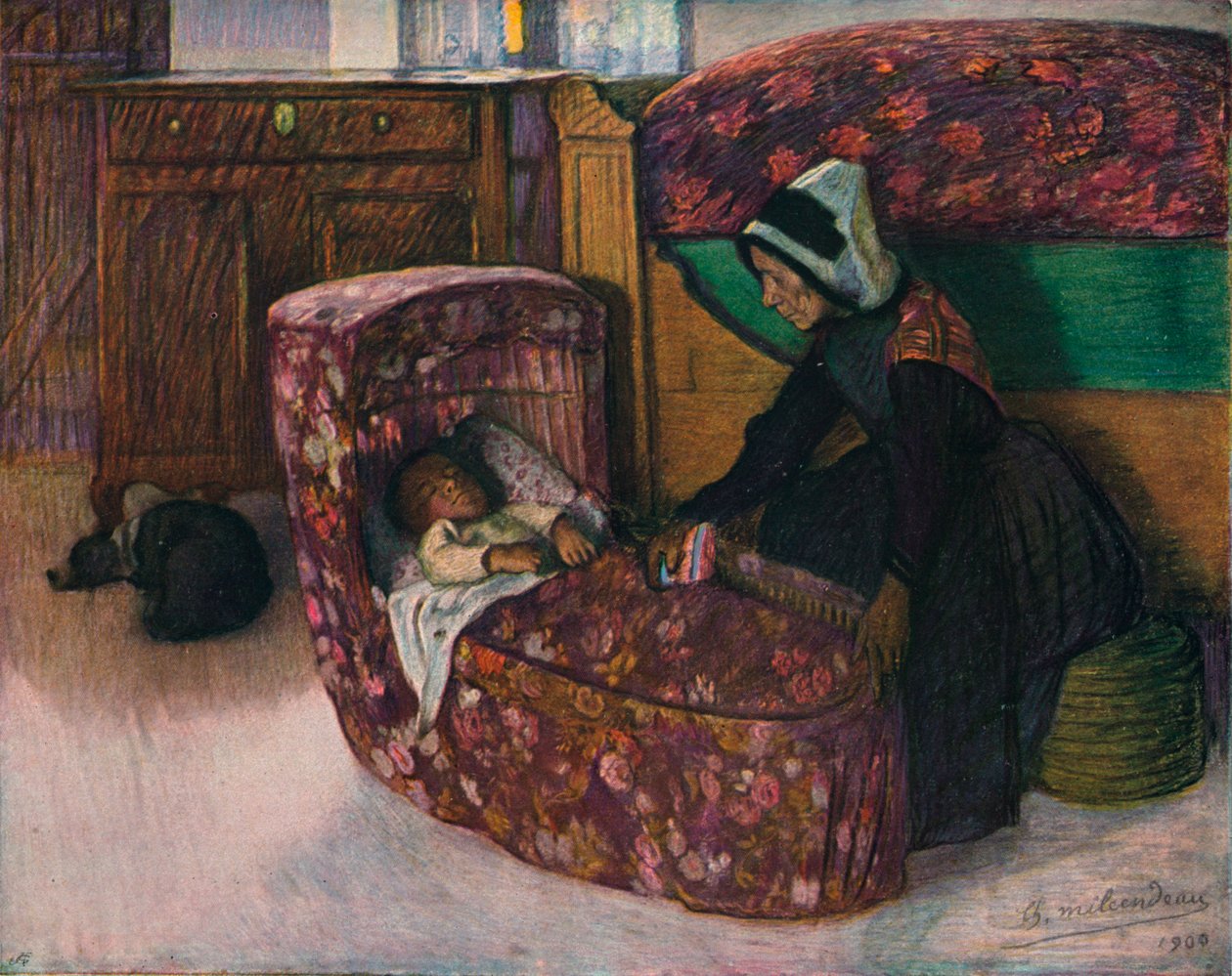 „Matka i dziecko, wewnętrzna Vendeen”, 1900 autorstwa Charles Milcendeau