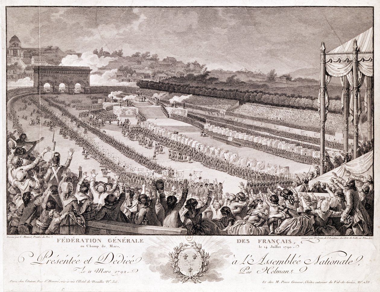 Święto Federacji, 14 lipca 1790, na Polu Marsowym, koniec XVIII w., rycina Isidore Stanislas Helman (1743-1809) autorstwa Charles Monnet