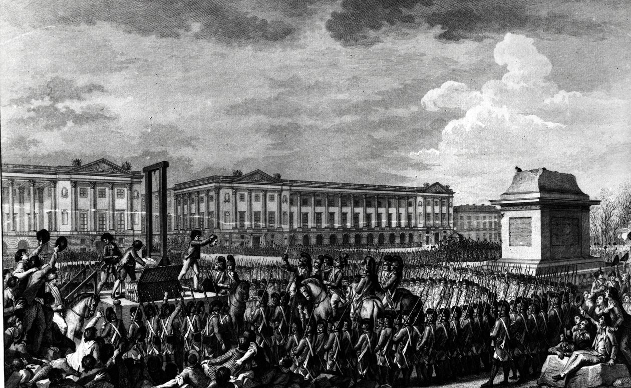 Dzień 21 stycznia 1793: Śmierć Ludwika XVI (1754-93) na Place de la Revolution, rytowany przez Isidore Stanislas Helman (1743-1809) 1793 autorstwa Charles Monnet