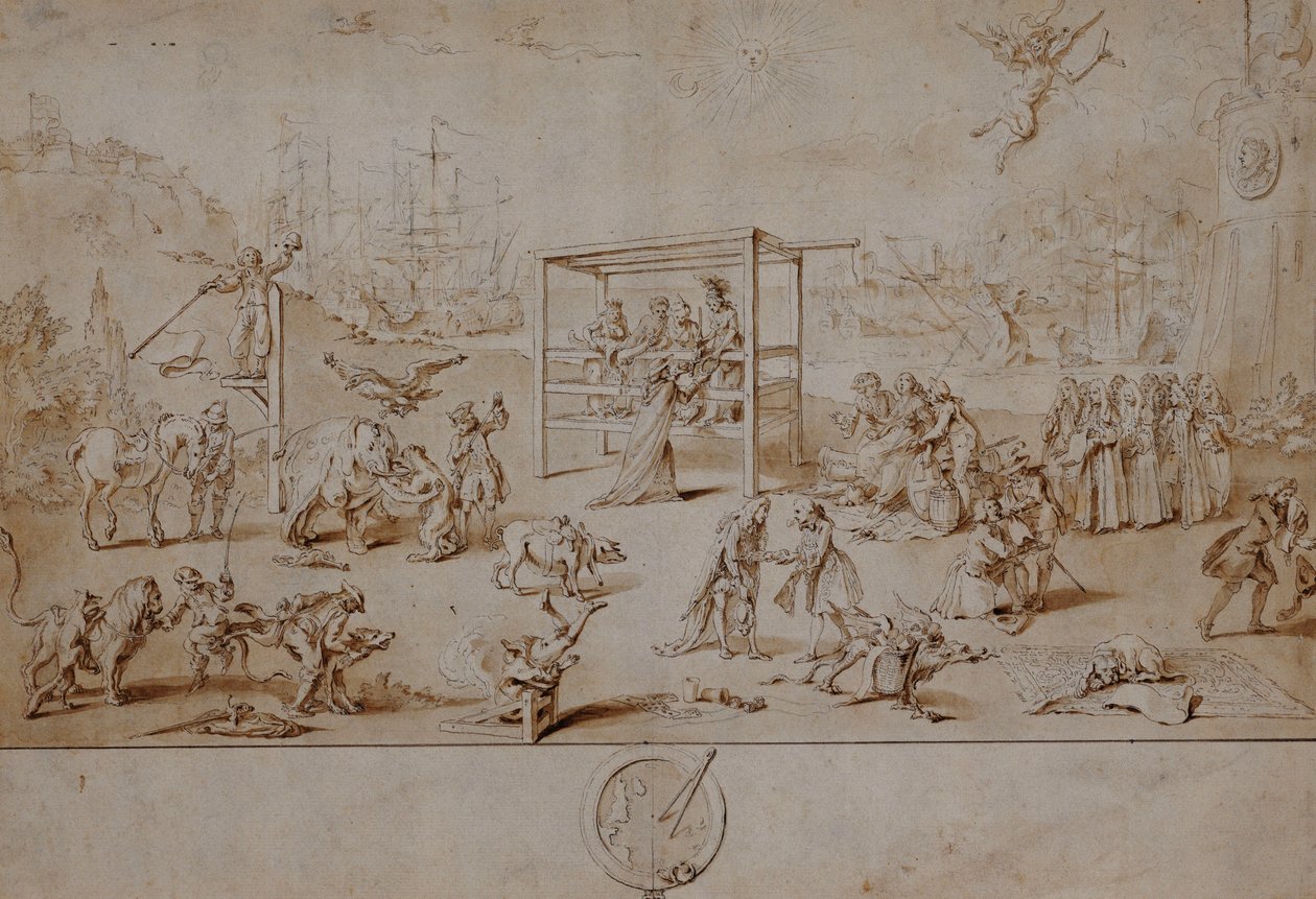 Rasa europejska: alegoryczna karykatura o stanie politycznej Europy w latach 1738-9, autorstwa Charles Mosley