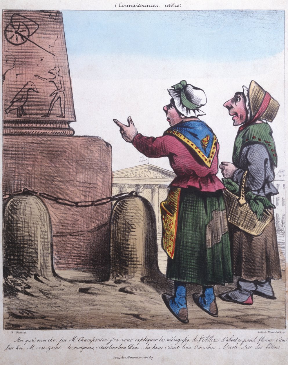Karykatura wzniesienia Obelisku na Place de la Concorde, ok.1831 autorstwa Charles Nantueil