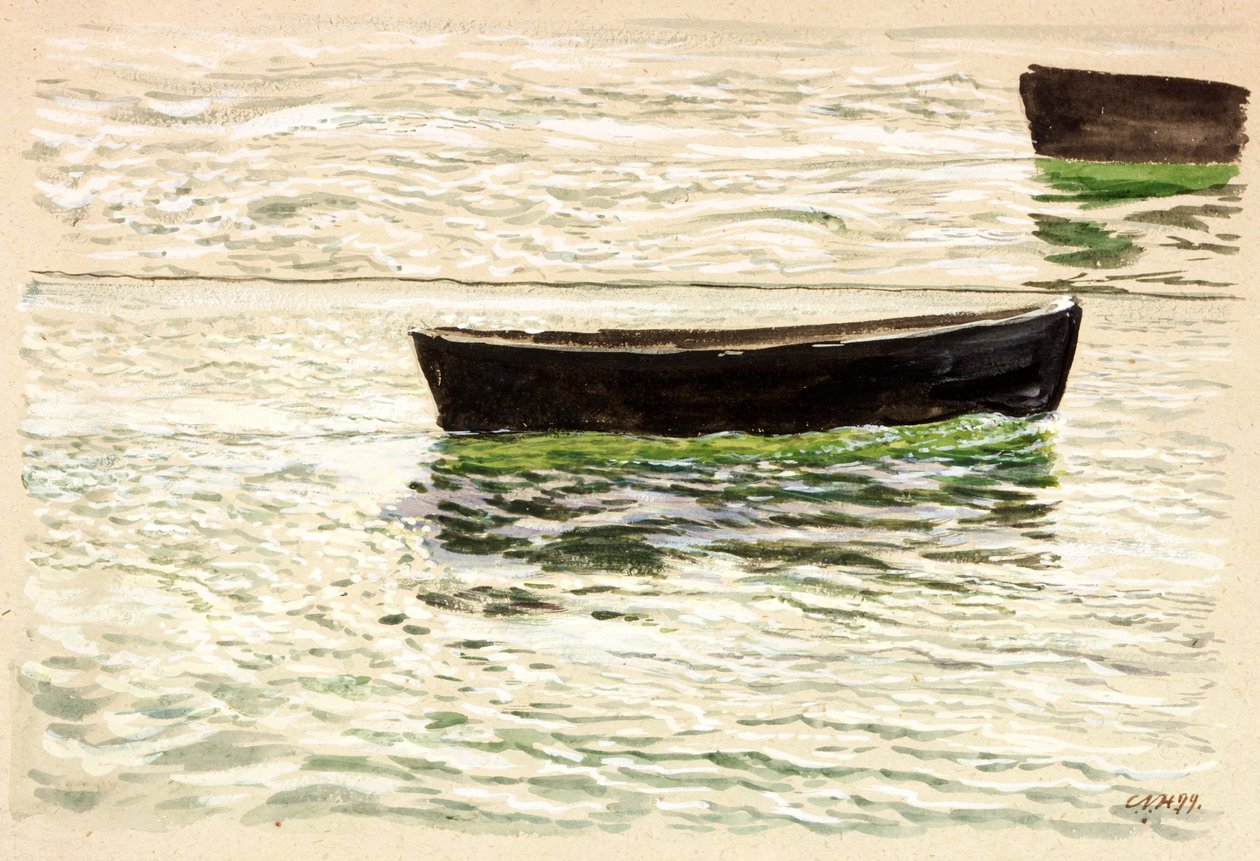 Dinghy (kolor nadwozia (brąz) i akwarela na papierze) autorstwa Charles Napier Hemy