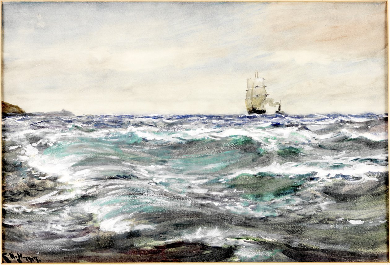 Szorstka woda na barze (akwarela i akwarela na papierze) autorstwa Charles Napier Hemy