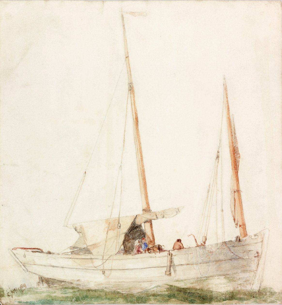 Żaglówka (ołówek i akwarela na papierze) autorstwa Charles Napier Hemy