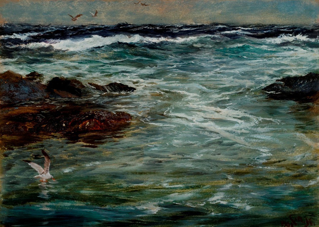 Studium Morza w Portscatho, Kornwalia, 1901 autorstwa Charles Napier Hemy