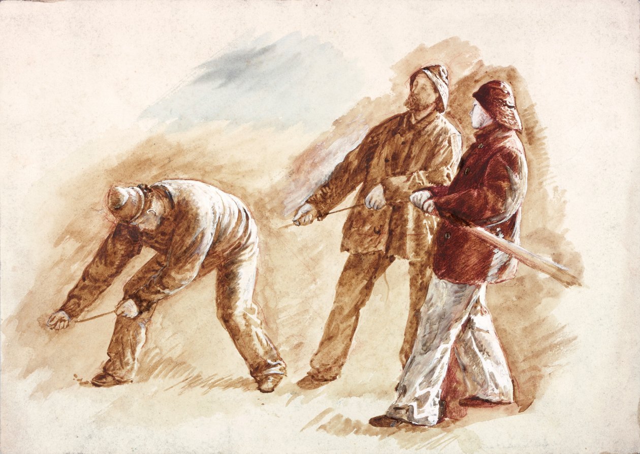 Studium rybaków przy pracy (kolorystyka i akwarela na papierze) autorstwa Charles Napier Hemy