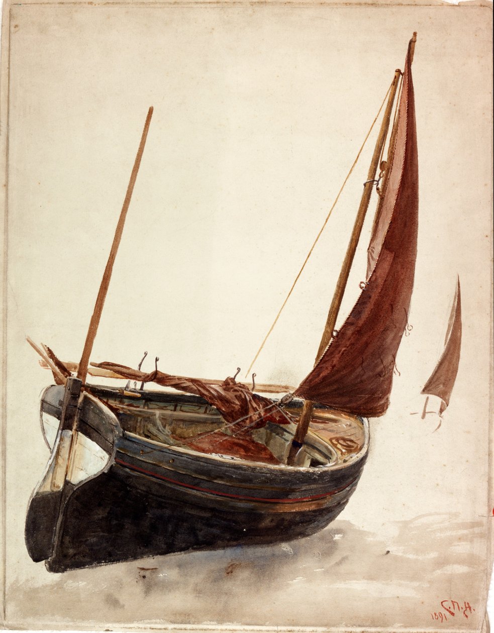 Studium łodzi (kolor nadwozia) autorstwa Charles Napier Hemy