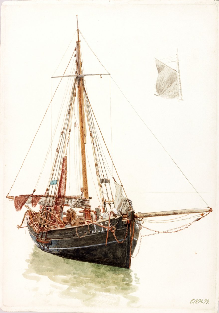 Studium łodzi rybackiej (kolor nadwozia) autorstwa Charles Napier Hemy