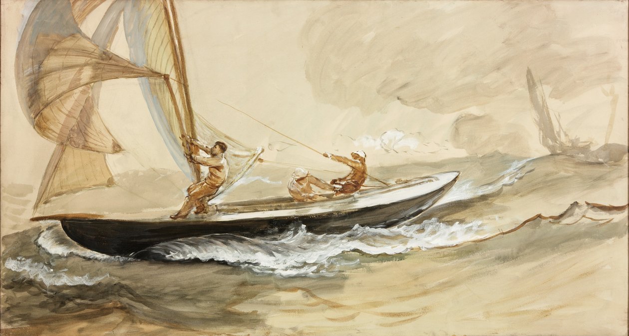 Studium Jachtu Wyścigowego (kolorystyka i akwarela na papierze) autorstwa Charles Napier Hemy