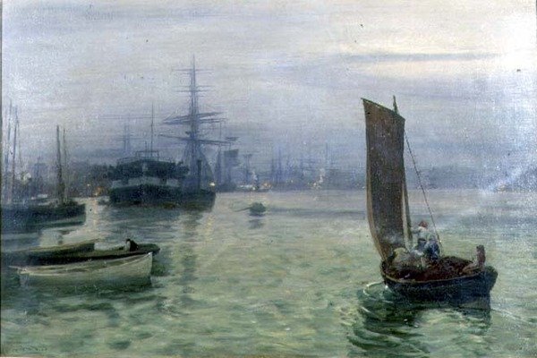 Ostatnia łódź w autorstwa Charles Napier Hemy