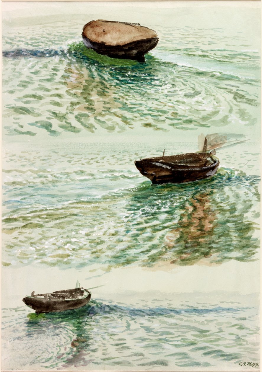 Trzy pontony (akwarela i akwarela na papierze) autorstwa Charles Napier Hemy