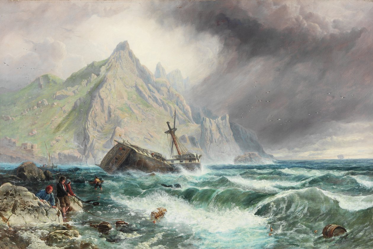 Wrak fregaty na południowym wybrzeżu Hiszpanii, 1863 autorstwa Charles Napier Hemy