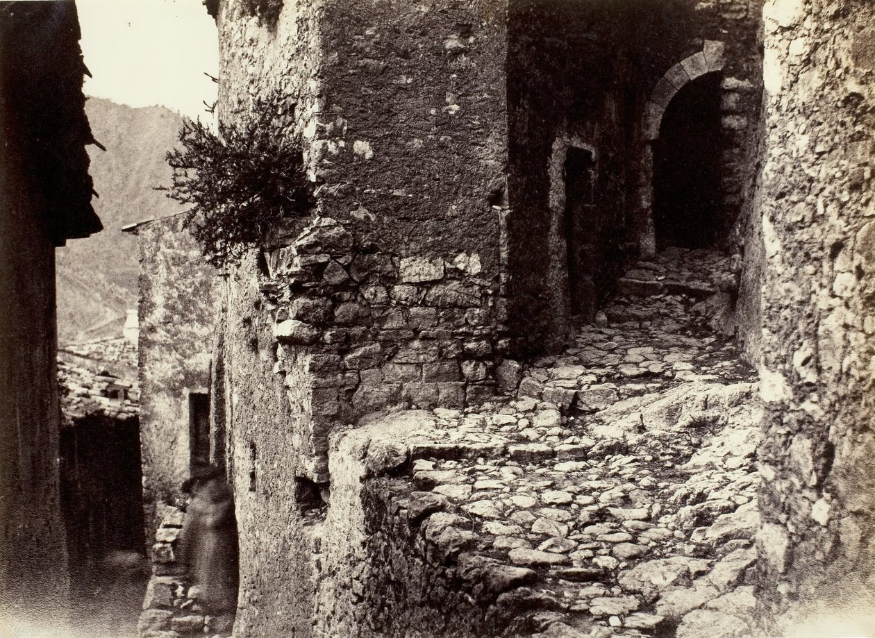 Ulica w Sainte-Agnes koło Roquebrune, ok. godz. 1865. autorstwa Charles Nègre