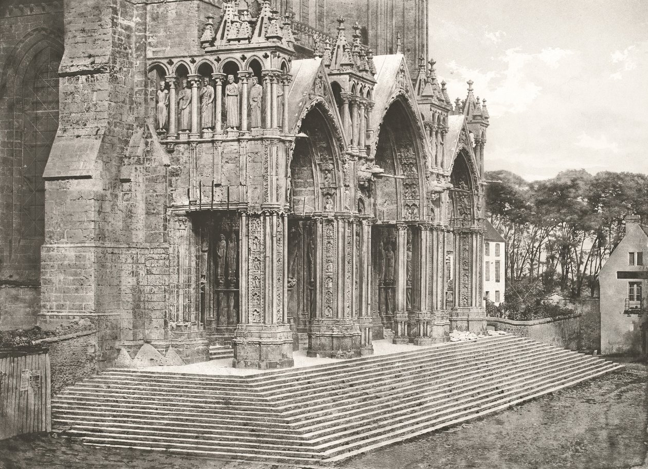 Katedra w Chartres - Portico du Midi XII wiek, ok. 1854, druk ok. 1857. autorstwa Charles Nègre