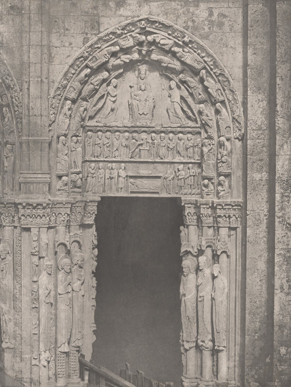 Katedra w Chartres, zachodnia strona, prawe drzwi boczne, XII wiek (katedra w Chartres, zachodnia strona, prawe drzwi boczne, XII wiek) autorstwa Charles Nègre