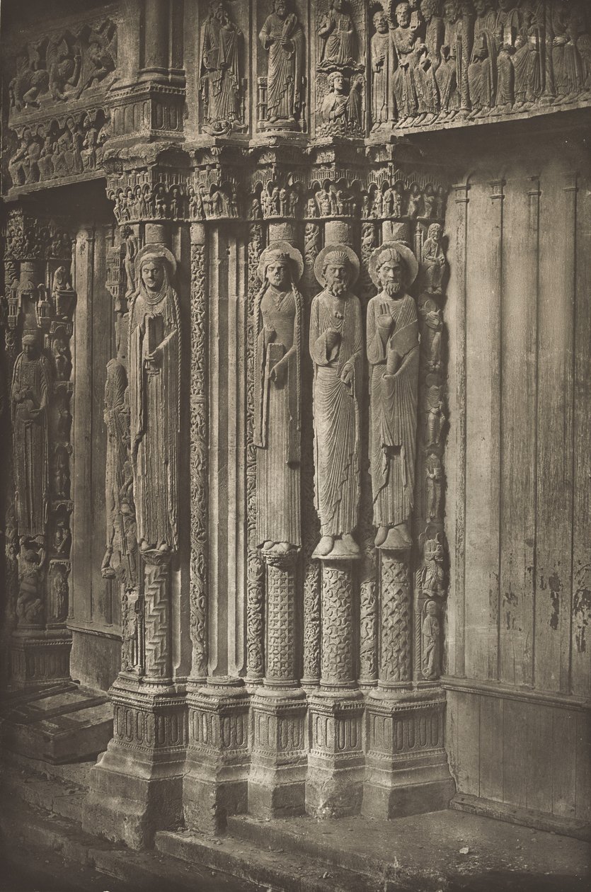 Katedra w Chartres. Prawe drzwi portalu królewskiego, strona zachodnia, XII wiek autorstwa Charles Nègre