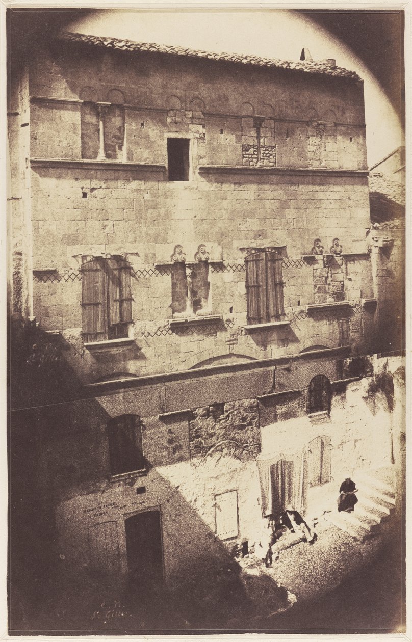 Fasada domu romańskiego w Saint-Gilles du Gard autorstwa Charles Nègre