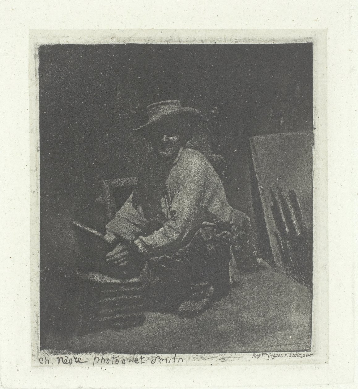 Klęczący Mason, luty-marzec 1854, wydrukowany 1982. autorstwa Charles Nègre