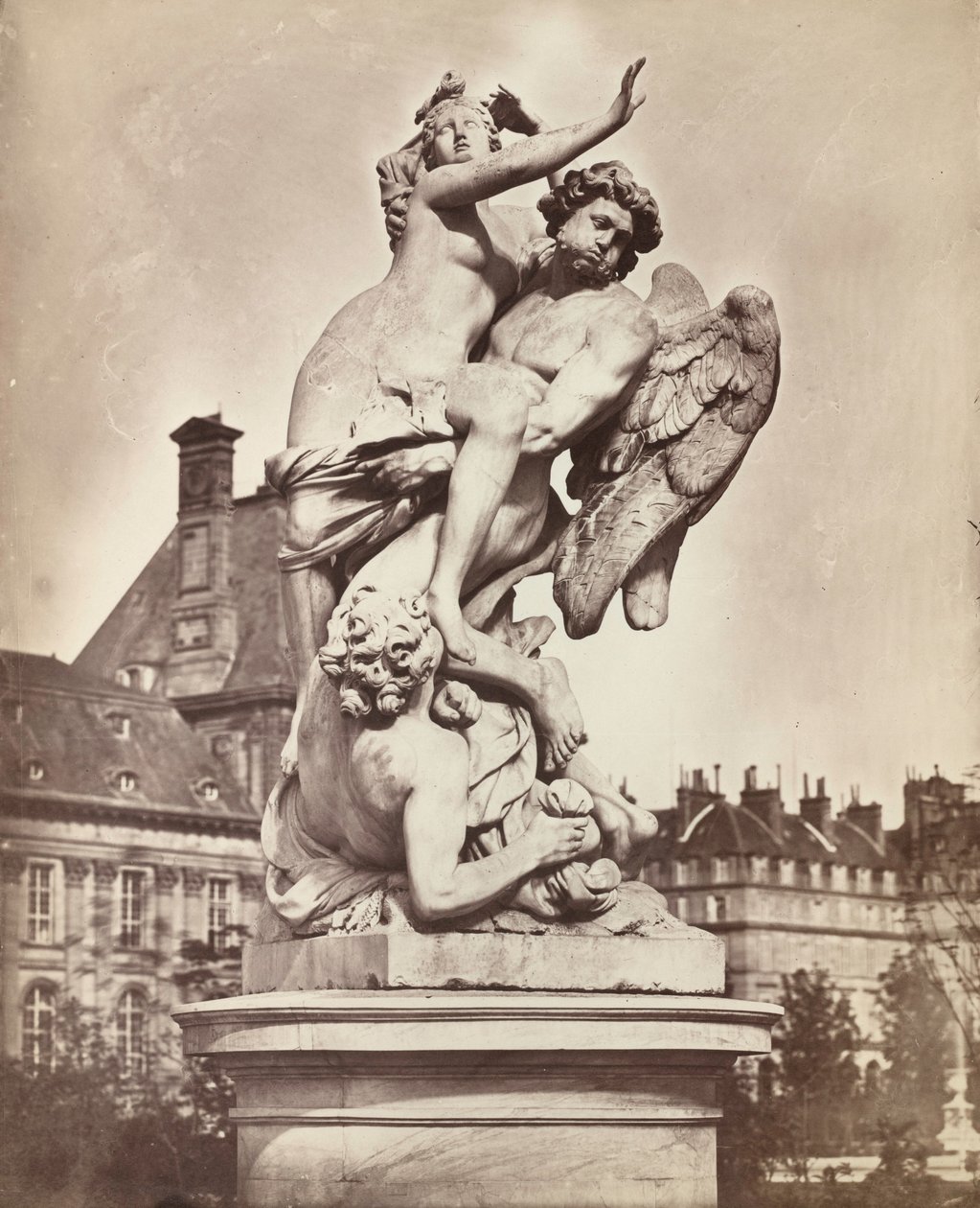 Statua des Tuileries: G. Marsy i A. Flamen: Boreasz porywający Orythię, 1859 (zdjęcie) autorstwa Charles Nègre
