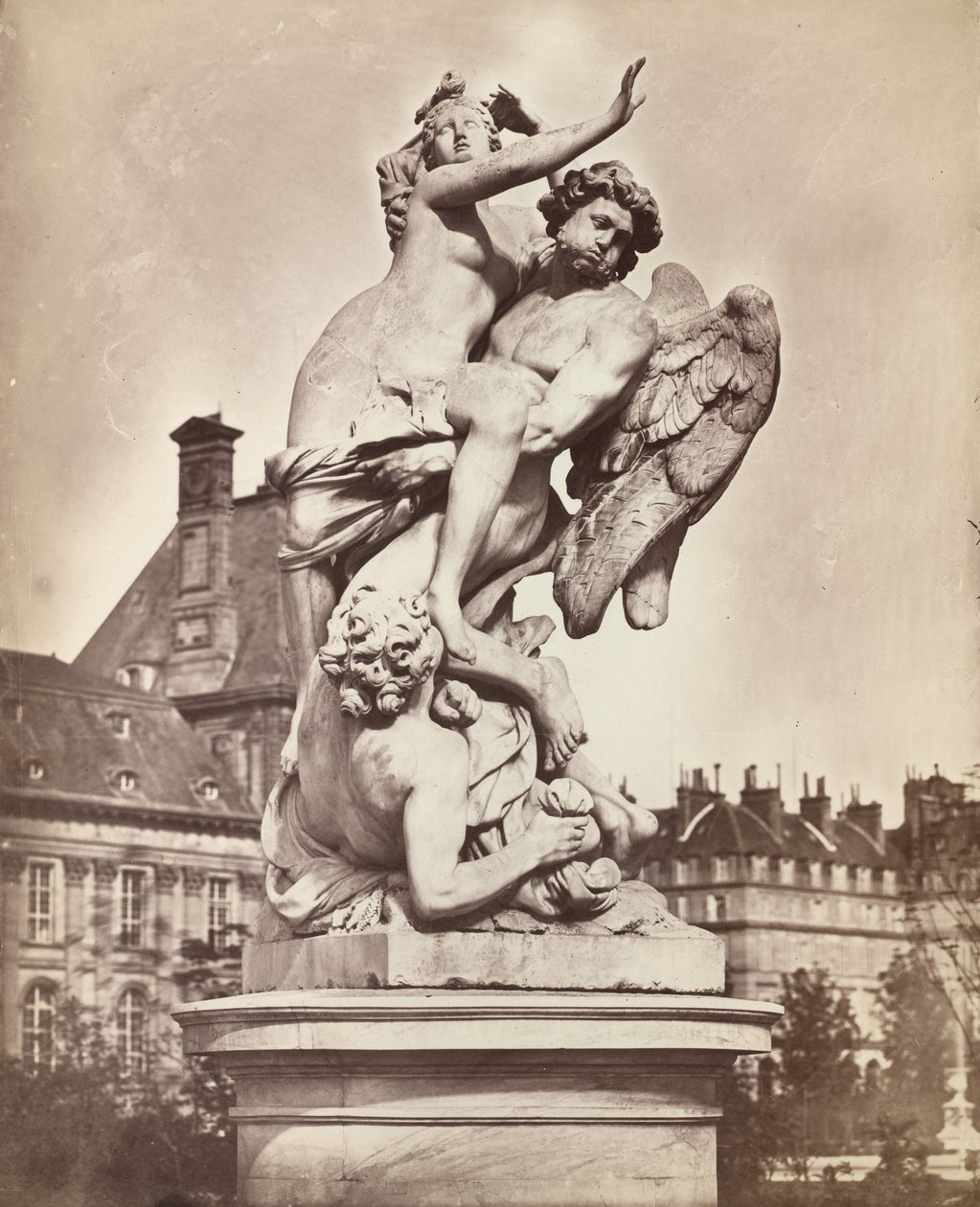 Statua Tuileries: G. Marsy i A. Flamen: Boreas porywający Orythia autorstwa Charles Nègre