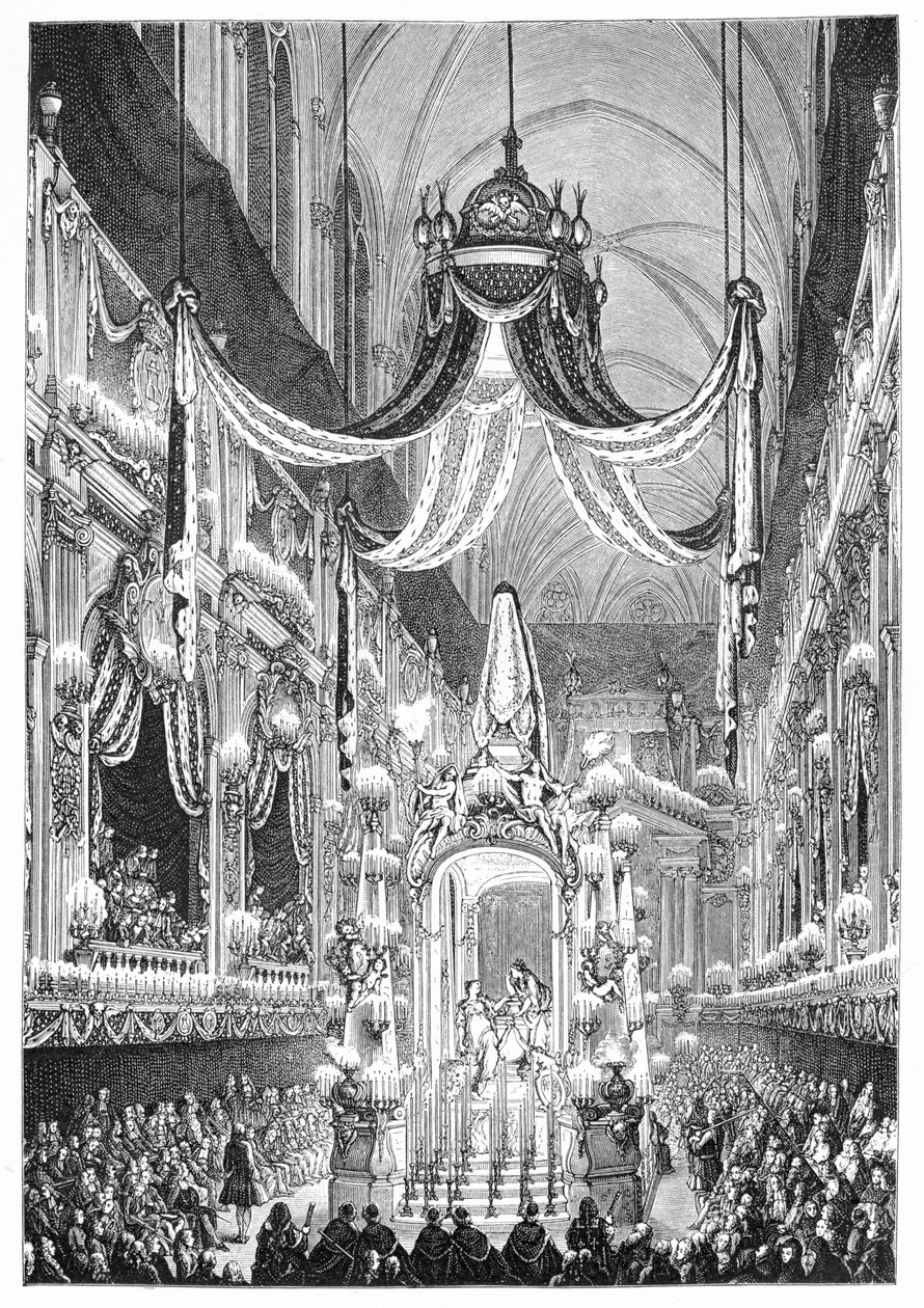 Pogrzeb w Notre Dame, Paryż, 1746, 1885. autorstwa Charles Nicolas Cochin