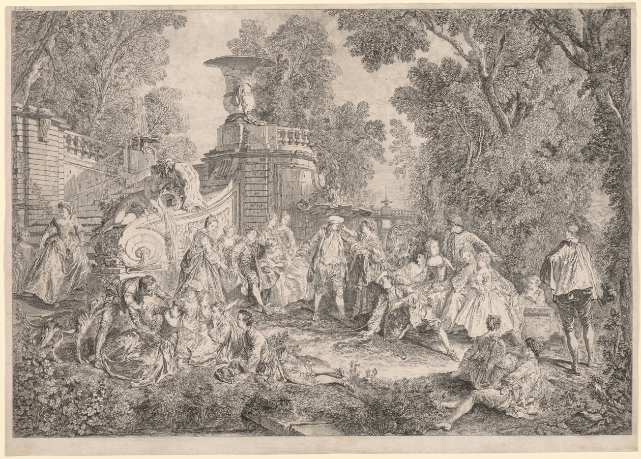 Gra Blind Mans Bluff, 1739. autorstwa Charles Nicolas Cochin